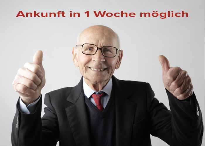Ankunft in 1 Woche möglich